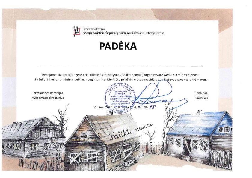 Padėka už prisijungimą prie iniciatyvos „Palikti namai“